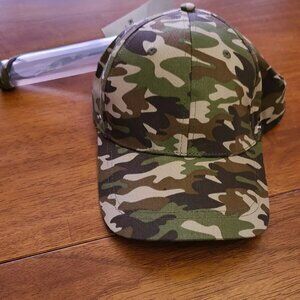 Camoflage Print baseball cap w/snap on removable face shield hat V1 camo